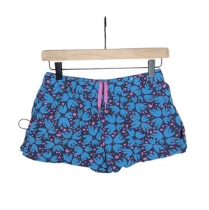 Patagonia Barely Baggies Blue Pink Floral Athletic Women's Shorts Small Outdoor